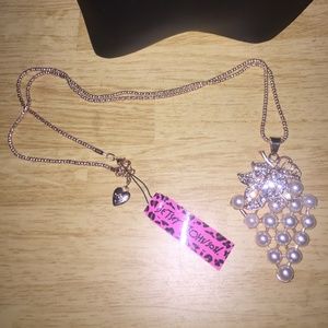 Betsey Johnson Pearl Rhinestone Grape 🍇 Necklace
